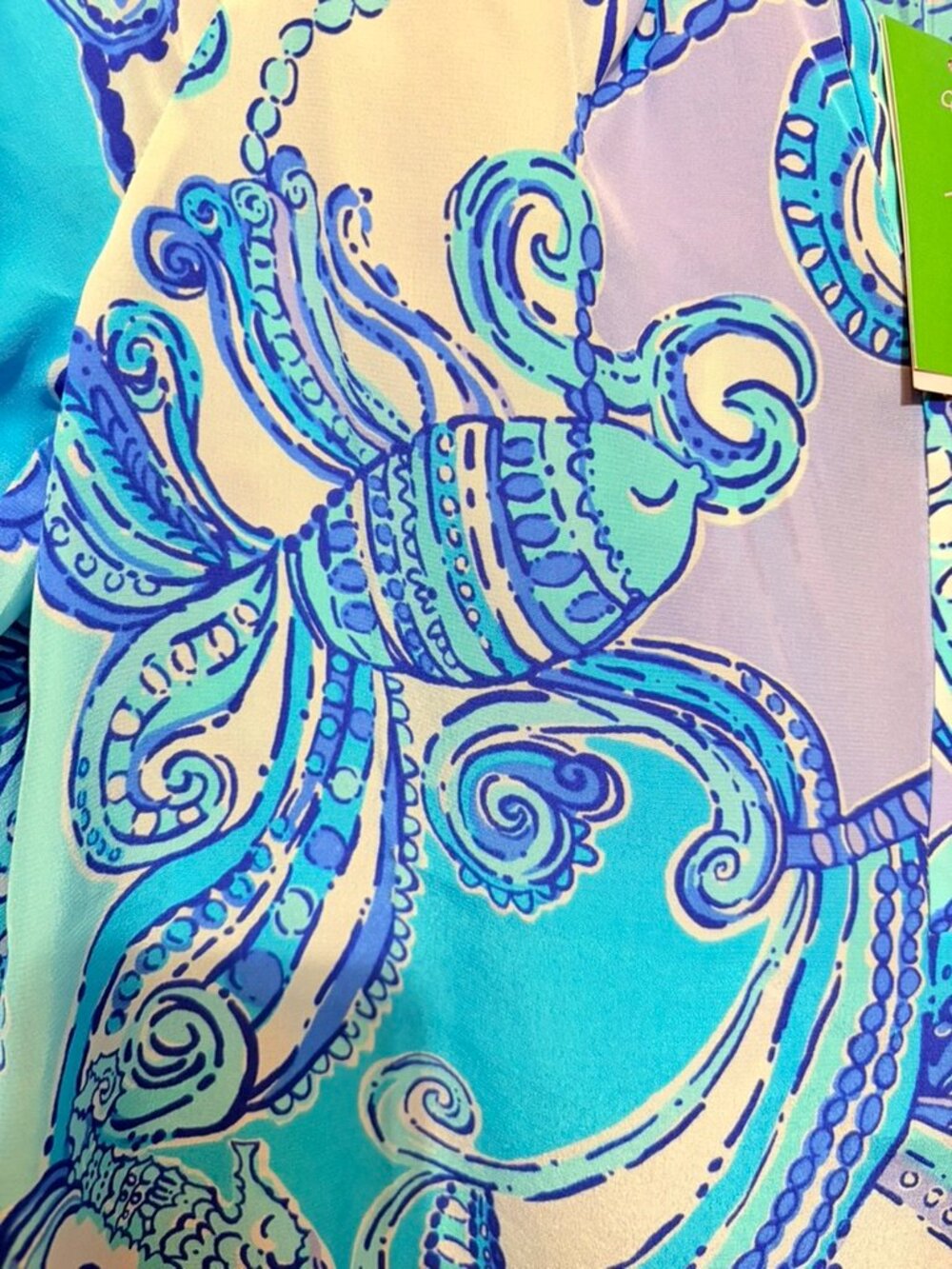 Lilly‎ Pulitzer Elsie silk blouse "Searulean Blue Test The Water" - Picture 3 of 6